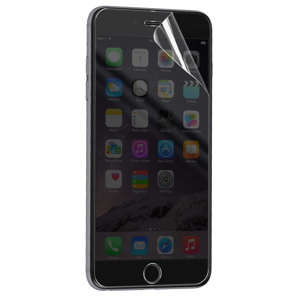 Uno smartphone con una pellicola protettiva trasparente parzialmente rimossa dallo schermo.