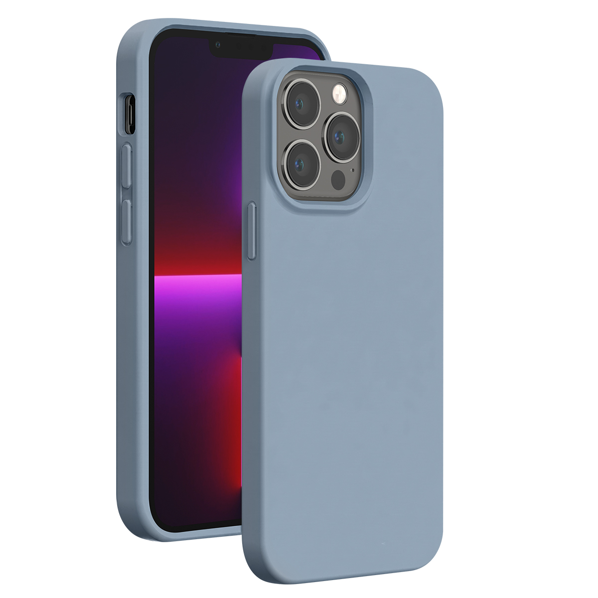 Due cover blu per smartphone, una mostra schermo e tasti, l'altra le fotocamere posteriori.