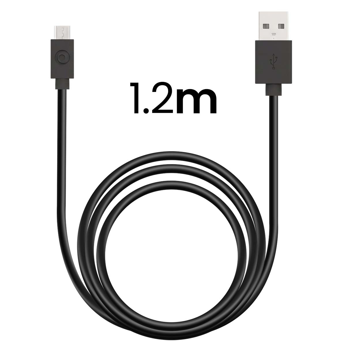 Un cavo nero da USB a Micro-USB lungo 1,2 m.