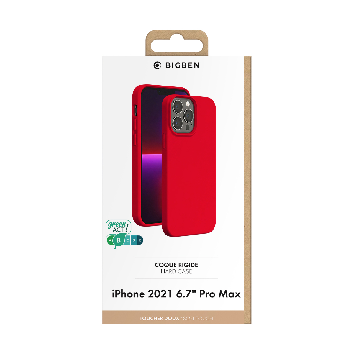 Confezione custodia rigida Bigben rossa per iPhone 2021 6.7 Pro Max.