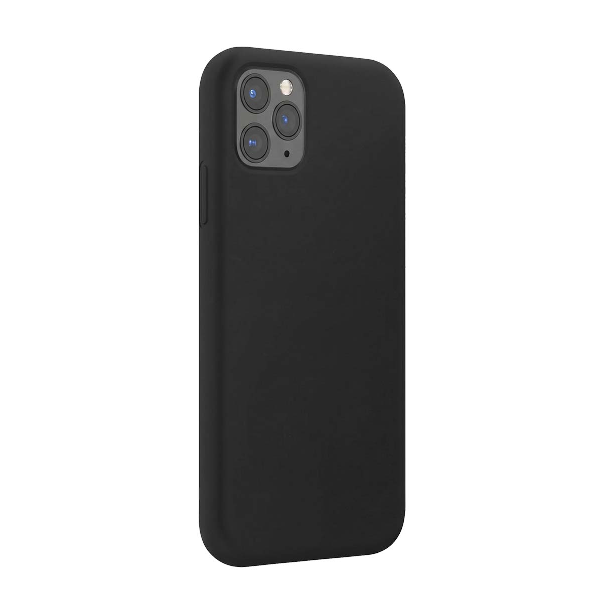 Una custodia nera per smartphone con un modulo a tripla fotocamera sul retro.