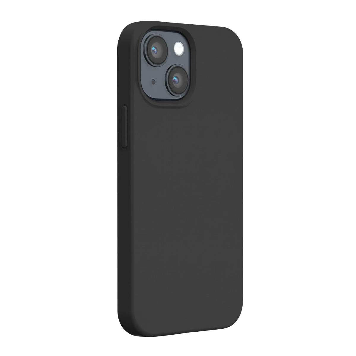 Uno smartphone nero in una custodia protettiva con due obiettivi sul retro.