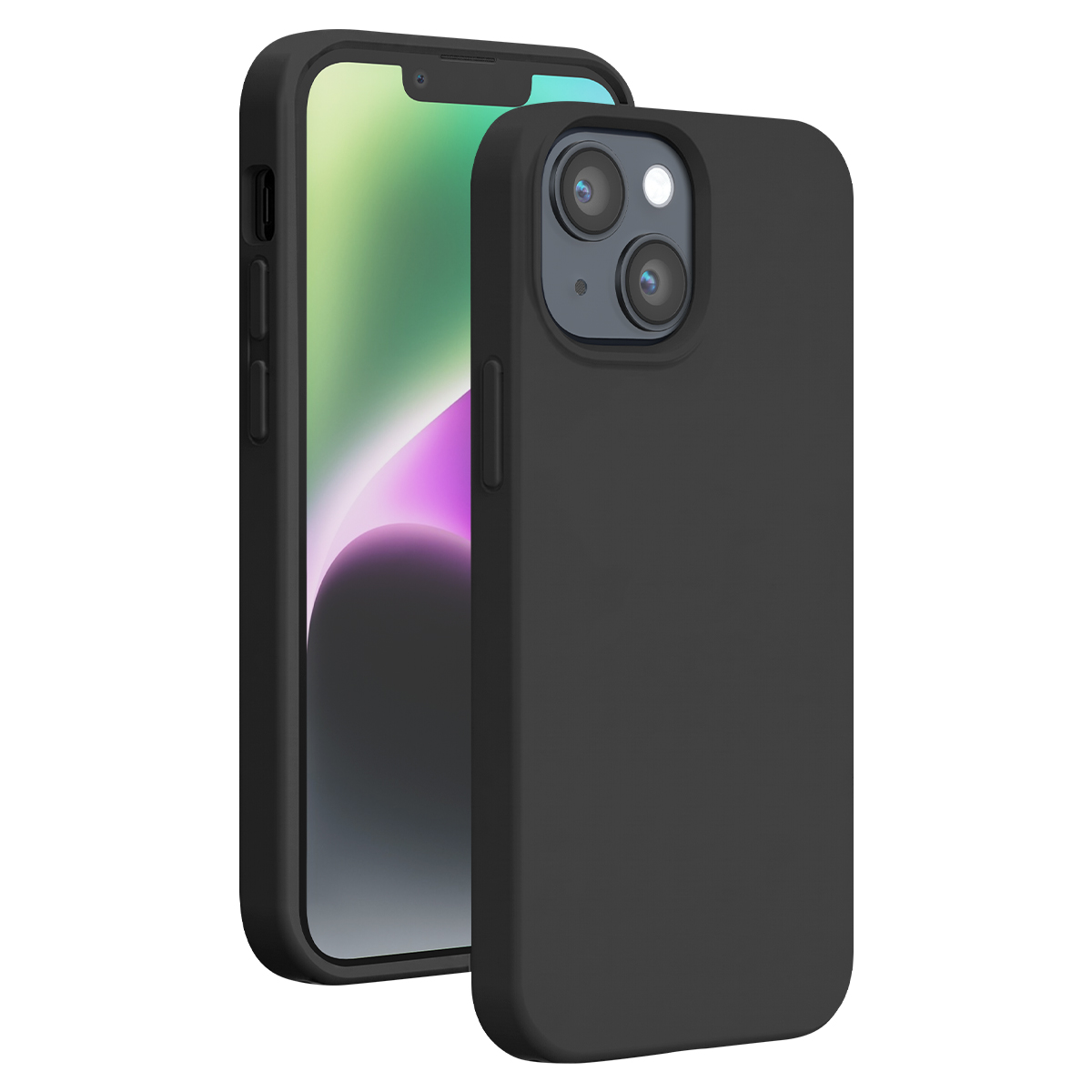 Uno smartphone in custodia protettiva nera mostra uno sfondo sfumato sullo schermo.
