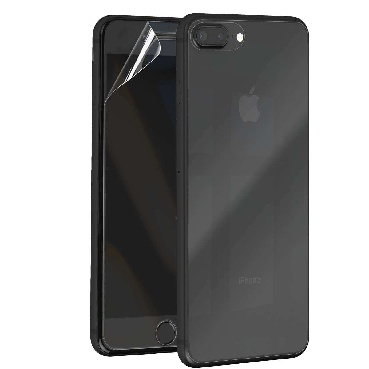 Due iPhone neri con pellicola protettiva applicata sullo schermo.