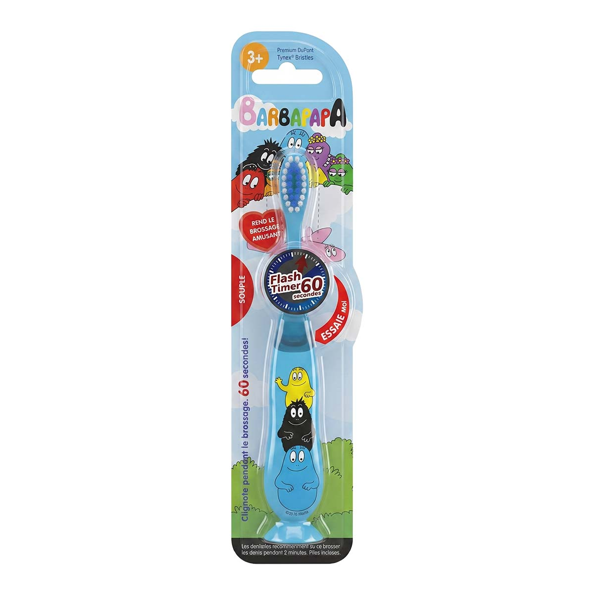 Spazzolino da denti blu per bambini Barbapapa con timer, nella confezione originale.
