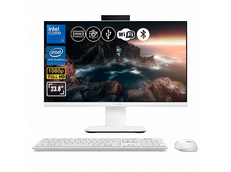 ASUS ExpertCenter FHD P440VAK-C38512W0D A3 Intel Core 3 100U 16 GB 512 GB 23,8 inç FreeDOS All In One Bilgisayar Beyaz