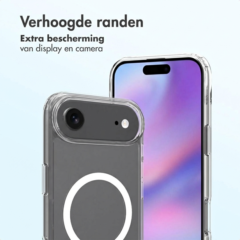 Due smartphone in custodia trasparente con bordi rialzati per protezione.