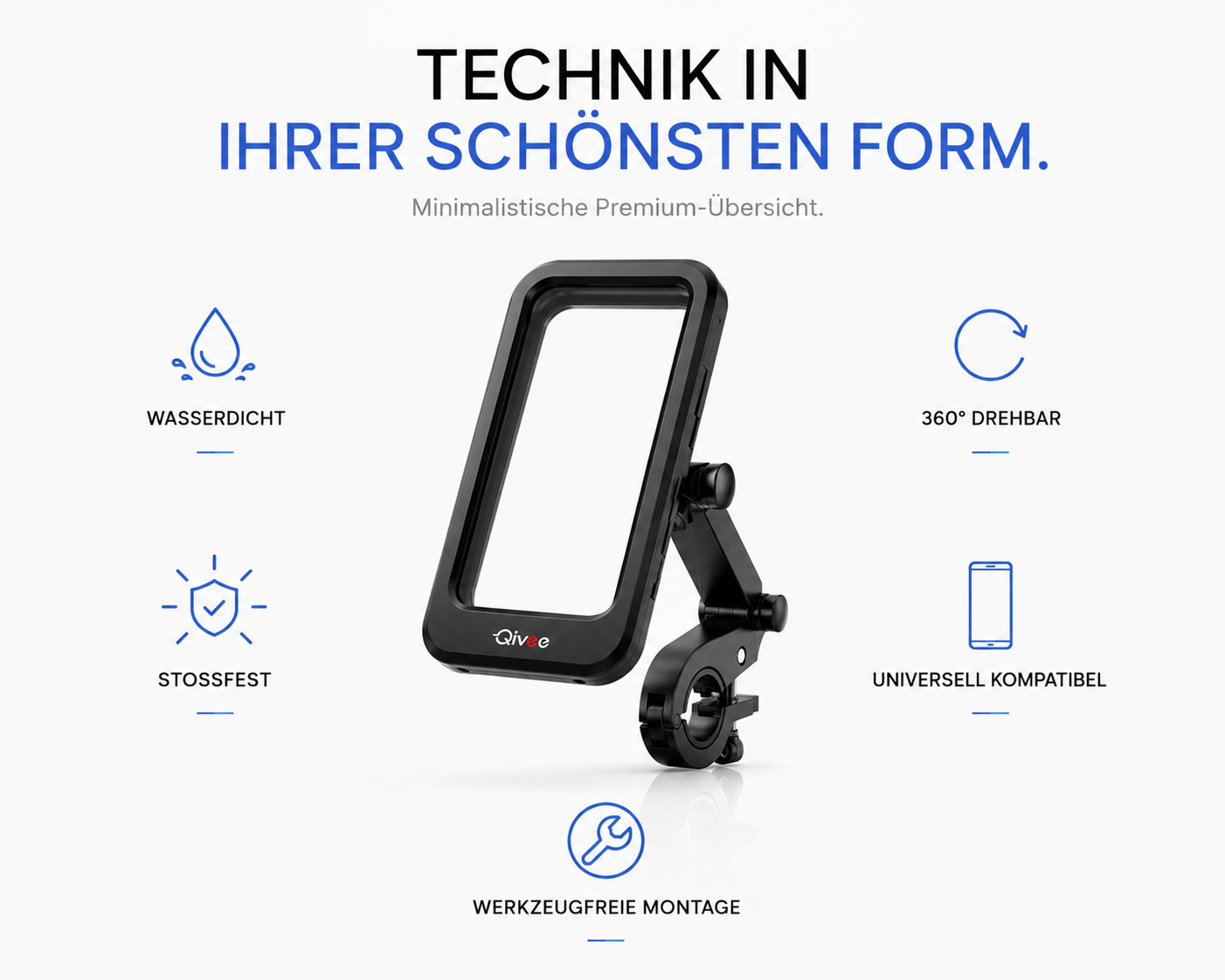 Wasserdichte, stoßfeste Smartphone-Halterung für Fahrräder mit 360-Grad-Drehung und werkzeugfreier Montage.