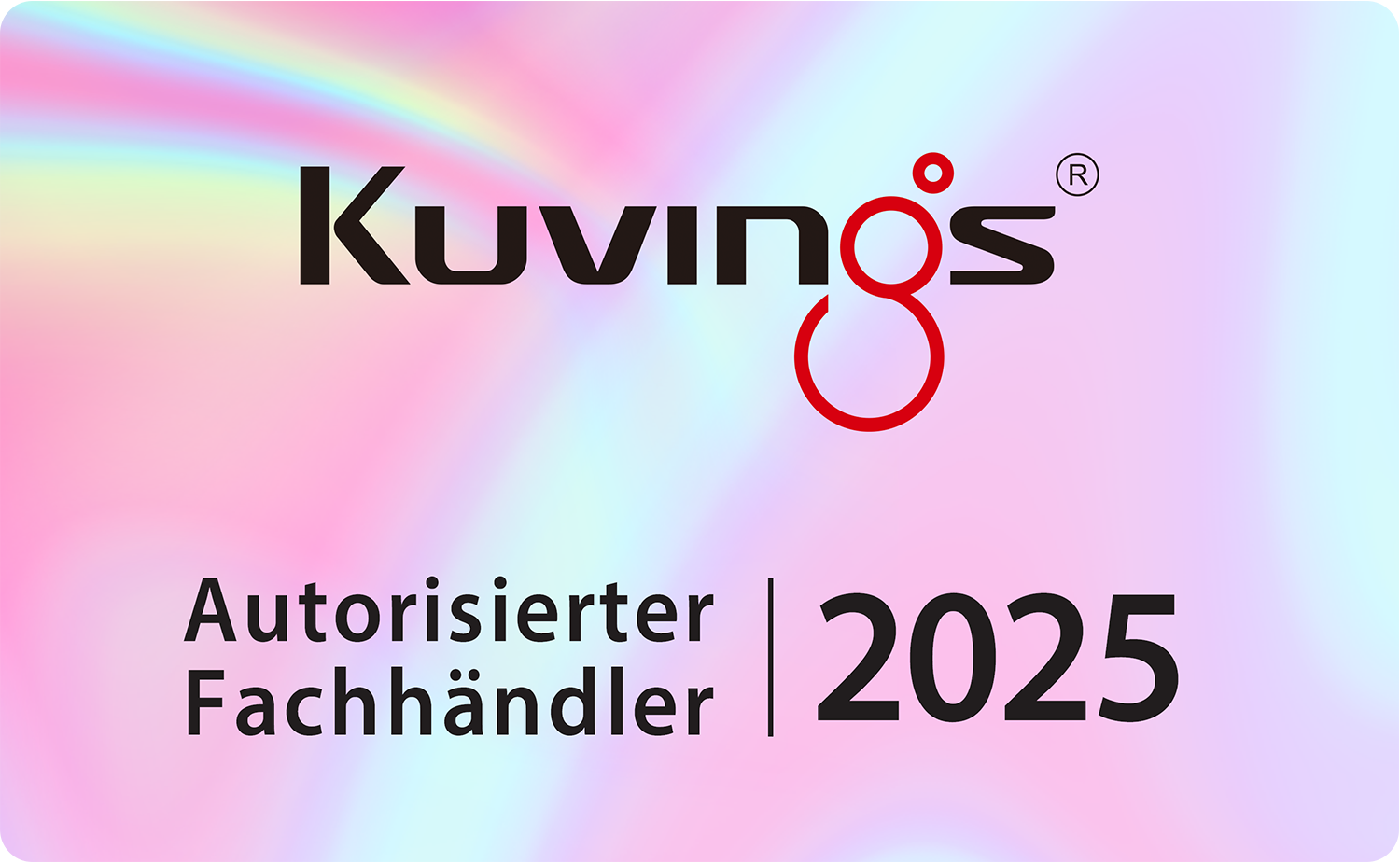 Pembe ve mavi arka planda Yetkili Satıcı 2025 yazılı Kuvings logosu.