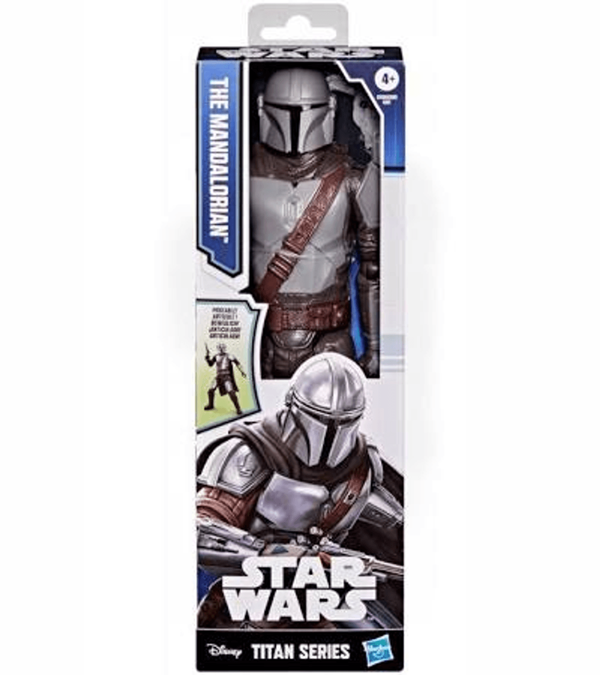 The Mandalorian Actionfigur in einer blau-weißen Star Wars Titan Series Verpackung.