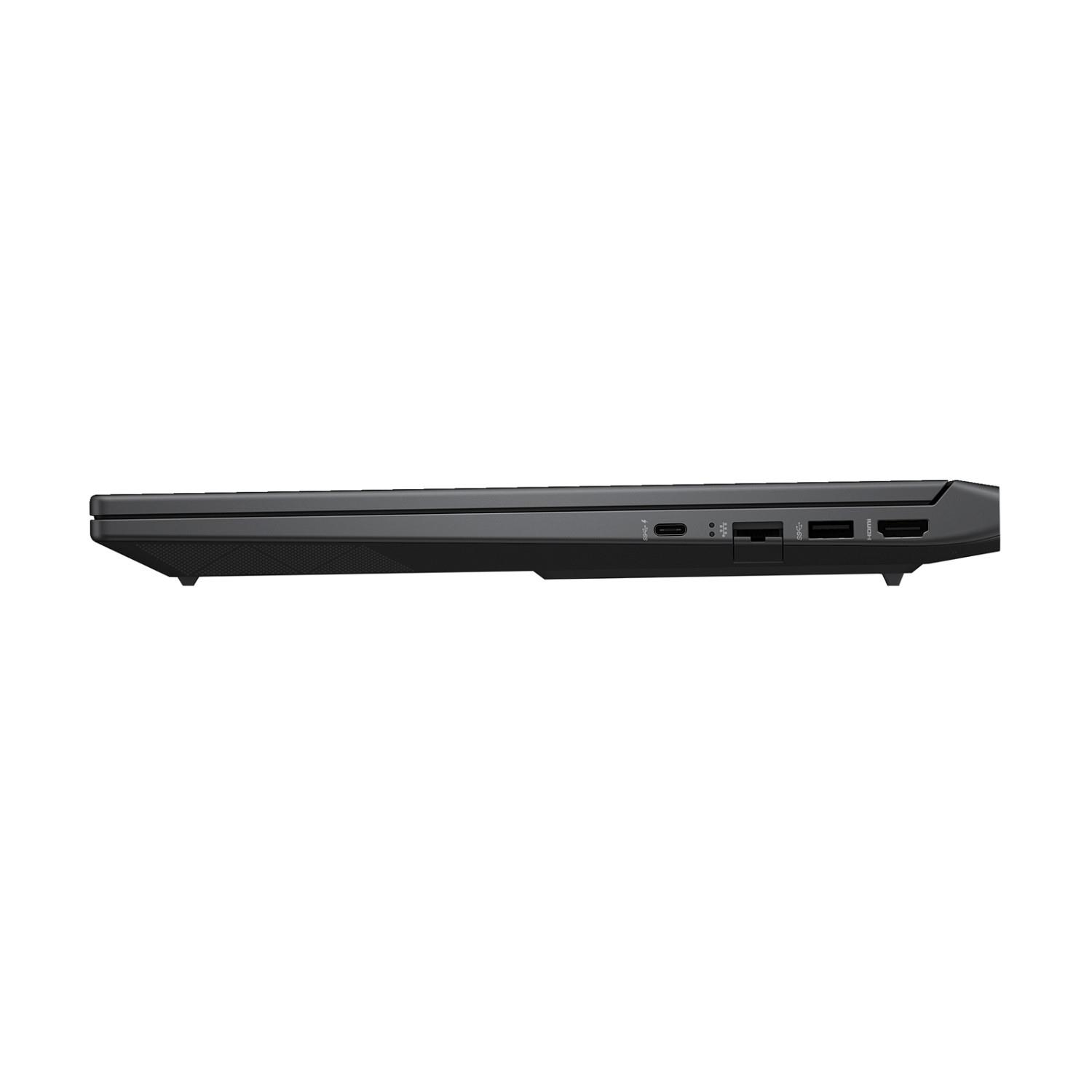USB-C, Ethernet, USB ve HDMI bağlantı noktalarını gösteren siyah dizüstü bilgisayarın sol yan profili.