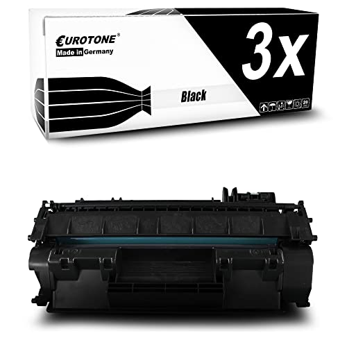 Eine Verpackungsbox von Eurotone und eine schwarze Tonerkartusche.