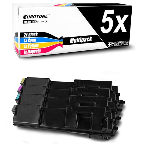 Eurotone Druckerpatronen Multipack mit fünf schwarzen und farbigen Tonerkartuschen.
