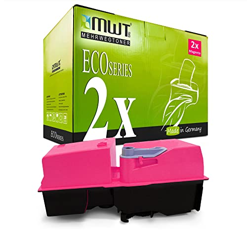 Grüne MWT-Verpackung und ein rosa Druckerpatronen-Toner mit schwarzer Basis.