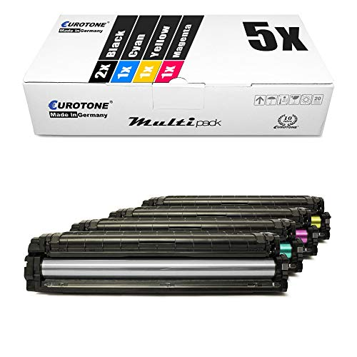 Eurotone Multipack-Box mit 5 Druckerpatronen, einschließlich Schwarz, Cyan, Gelb und Magenta, mit Patronen im Vordergrund.