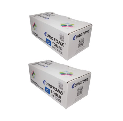 Zwei weiße Eurotone Toner-Kartonverpackungen auf weißem Hintergrund.