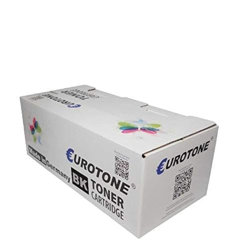 Eine weiße Eurotone Tonerkartusche-Schachtel mit blauer und schwarzer Aufschrift sowie einem bunten Schmetterlingslogo.