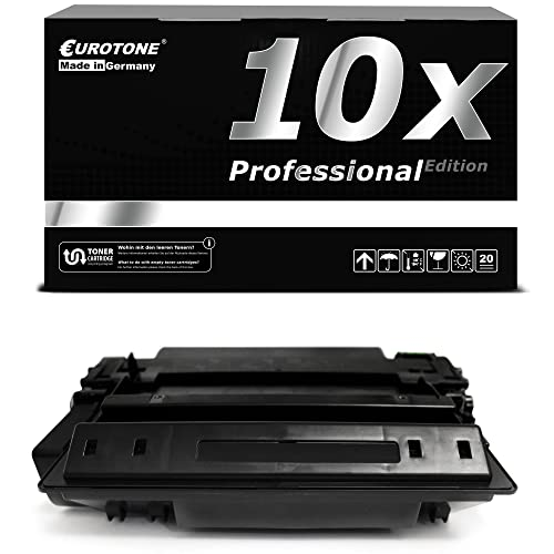 Schwarze Tonerpatrone vor einer Eurotone Professional Edition Box mit der Aufschrift 10x.