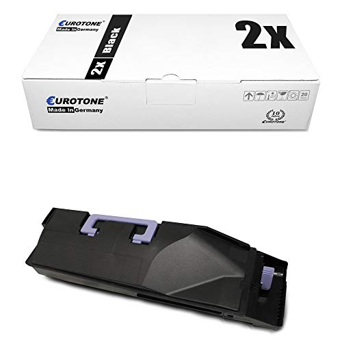 Eine Eurotone Druckerpatrone in Schwarz mit ihrer weißen Originalverpackung auf weißem Hintergrund.