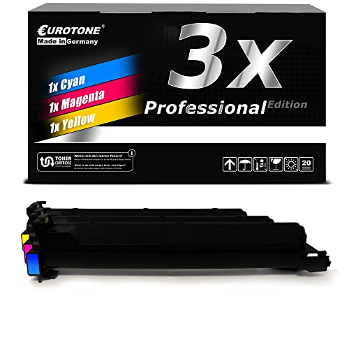 Schwarze Box mit '3x Professional Edition' Aufschrift und drei Tonerkartuschen davor.