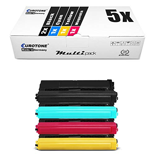 Eurotone Multipack mit fünf Tintenpatronen in Schwarz, Cyan, Magenta und Gelb und der dazugehörigen Verpackung.