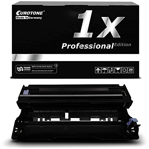 Schwarze Eurotone Toner-Verpackung mit einer Trommeleinheit davor.