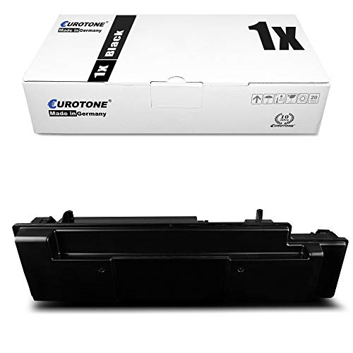 Eine weiße Eurotone-Verpackungsbox und eine schwarze Tonerkassette auf weißem Hintergrund.