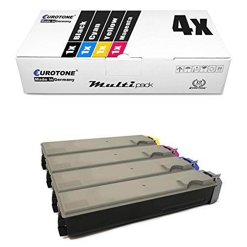 Eurotone Multipack mit vier Tonerkartuschen in Schwarz, Cyan, Gelb und Magenta vor weißem Hintergrund.