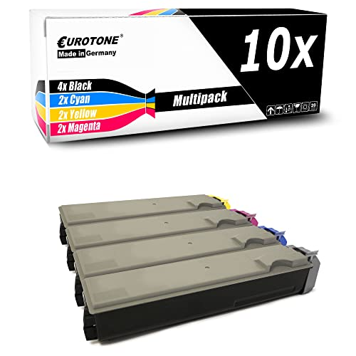Eurotone Multipack mit zehn Patronen in Schwarz, Cyan, Gelb und Magenta sowie einer Produktverpackung.