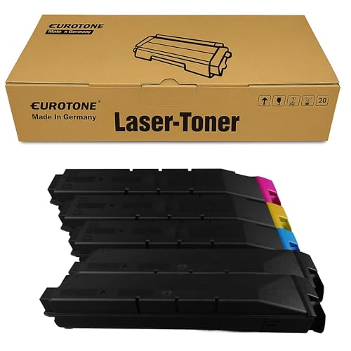 Eurotone Lasertoner Box mit vier verschiedenfarbigen Tonerkartuschen davor.