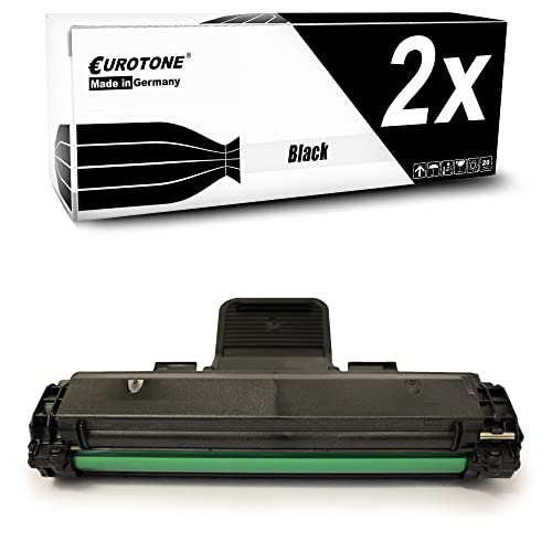 Eine schwarze Tonerpatrone und ihre Verpackung mit der Aufschrift Eurotone 2x Black.