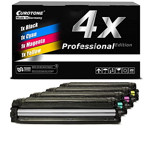Eurotone-Tonerbox mit vier farbigen Tonerkartuschen in Schwarz, Cyan, Magenta und Gelb.