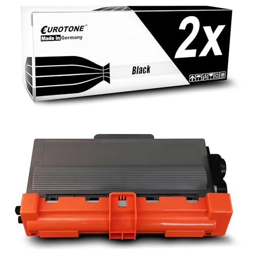 Eurotone-Tonerkartusche in Schwarz, mit Verpackung und oranger Schutzabdeckung.