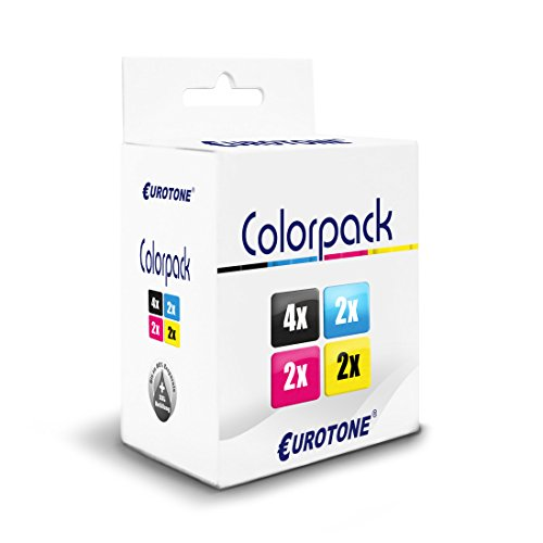 Weiße Eurotone Colorpack Druckerpatronen-Verpackung mit vier farbigen Symbolen.