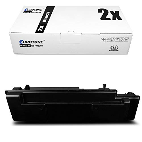 Eine weiße Eurotone-Schachtel mit der Aufschrift 2x Black und ein schwarzer Toner darunter auf weißem Hintergrund.