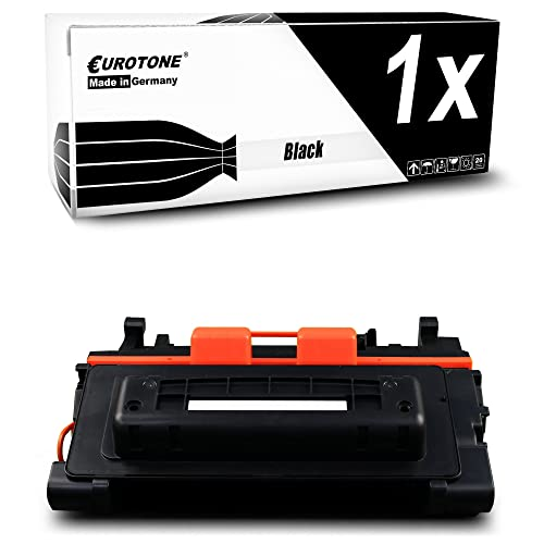 Eine schwarze Eurotone-Tonerkartusche liegt vor ihrer Verpackung mit der Aufschrift '1x Black'.