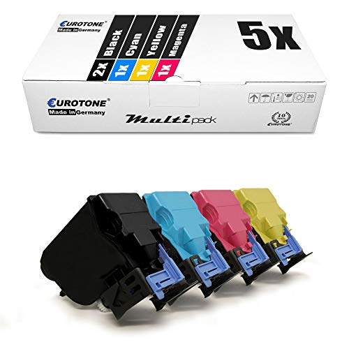 Eurotone Multipack mit fünf Tintenpatronen in Schwarz, Cyan, Magenta und Gelb auf weißem Hintergrund.