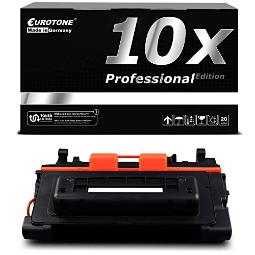 Eine schwarze Tonerpatrone mit orangen Akzenten vor einer Eurotone Professional Edition Box.
