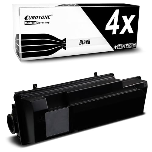 Eine schwarze Tonerkassette vor einer weiß-schwarzen Eurotone-Verpackung.