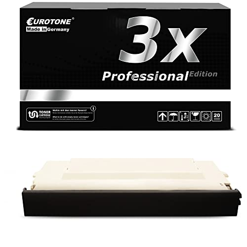 Eurotone-Tonerkartusche vor einer schwarzen Verpackungsbox mit der Aufschrift 3x Professional Edition.