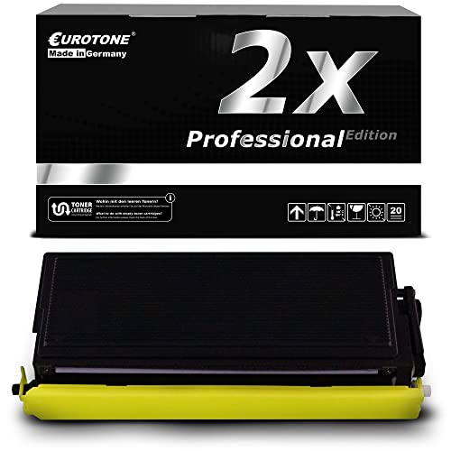 Schwarze Eurotone Toner-Verpackung und eine schwarze Tonerkartusche mit gelber Schutzkappe.