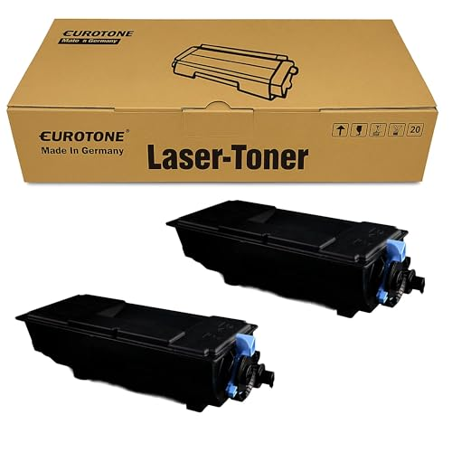 Zwei schwarze Lasertoner vor einem braunen Eurotone-Karton.