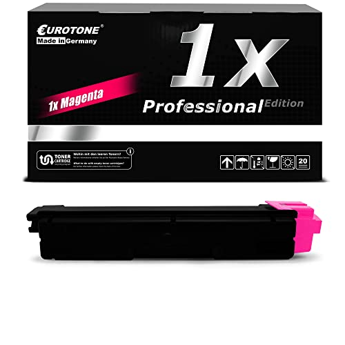 Eine schwarze Eurotone Tonerbox mit Magenta-Cartridge und weißer Aufschrift vor weißem Hintergrund.