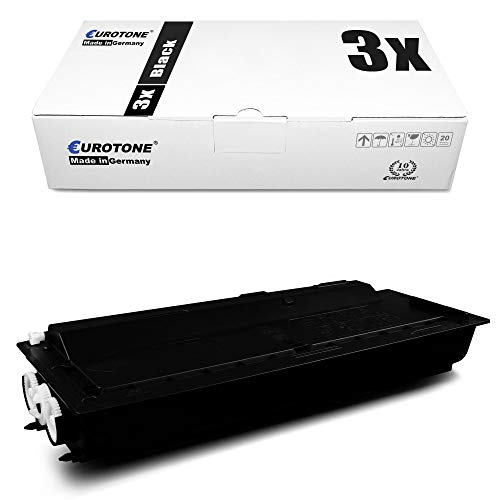 Eine weiße Eurotone-Schachtel mit der Aufschrift 3x Black und eine schwarze Tonerkassette.