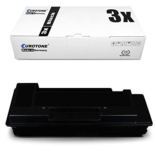 Eine weiße Eurotone Verpackungsbox mit 3x Black Aufschrift und eine einzelne schwarze Tonerkartusche darunter.