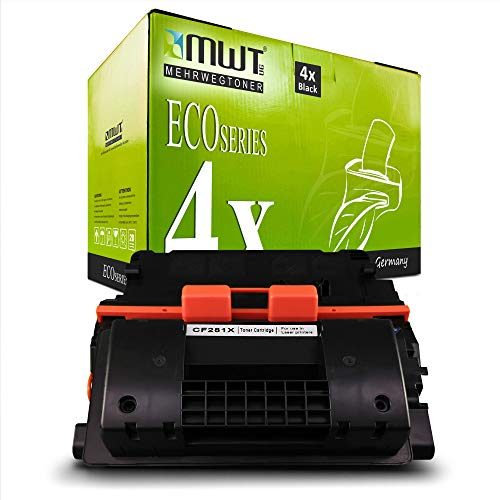 Eine schwarze Tonerkassette liegt vor einer grünen Eco-Series Verpackung.
