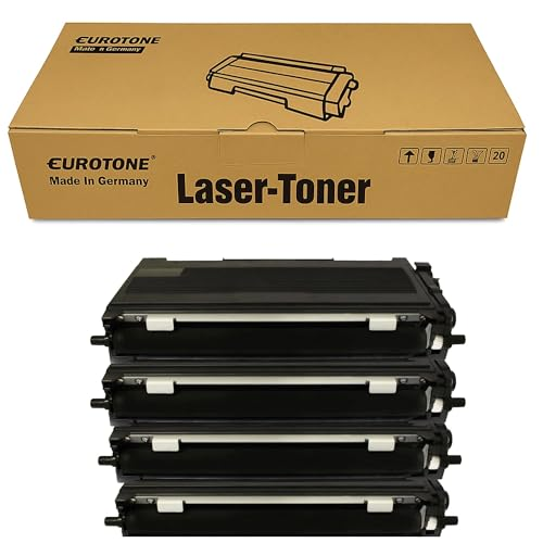 Eine Eurotone Lasertoner Box und vier schwarze Tonerkassetten.