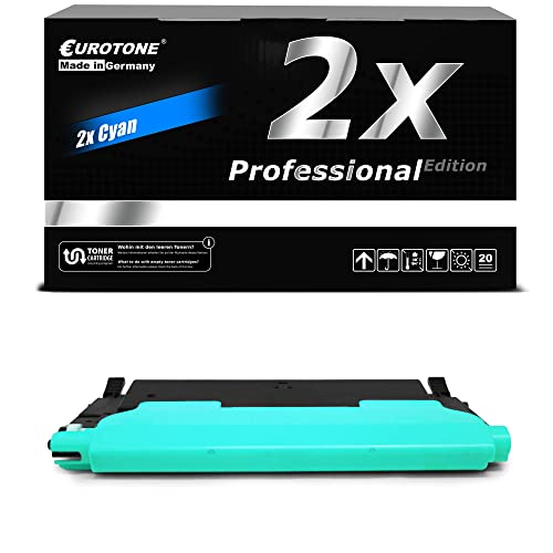 Eine schwarze Eurotone Toner-Box mit der Aufschrift 2x Cyan Professional Edition und einer cyanfarbenen Tonerkartusche.