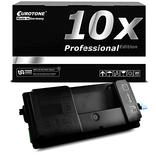 Schwarze Eurotone Toner-Kassette vor einer Produktverpackung mit der Aufschrift '10x Professional Edition'.