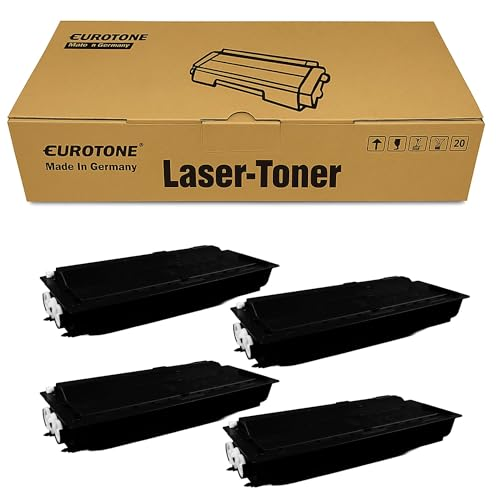 Eurotone Lasertoner-Kartons mit vier schwarzen Tonerkartuschen vorne auf weißem Hintergrund.